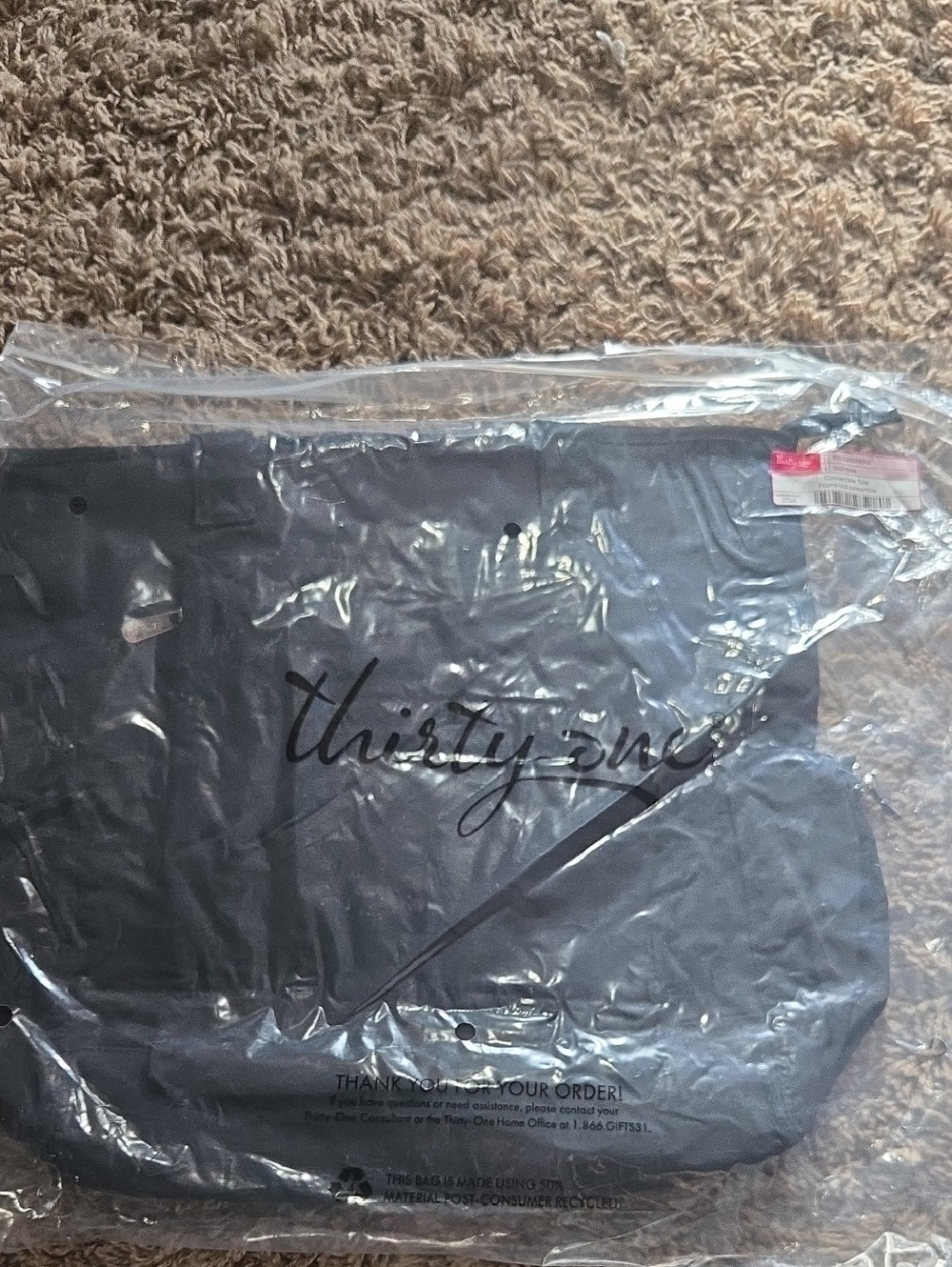 thirty-one Black Logo Tote Bag NWT
